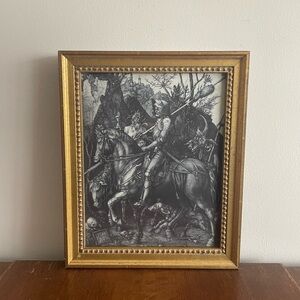 Albrecht Durer Knight Death & Devil 9.5x11.5 Vintage Gold Frame Gallery Wall Art